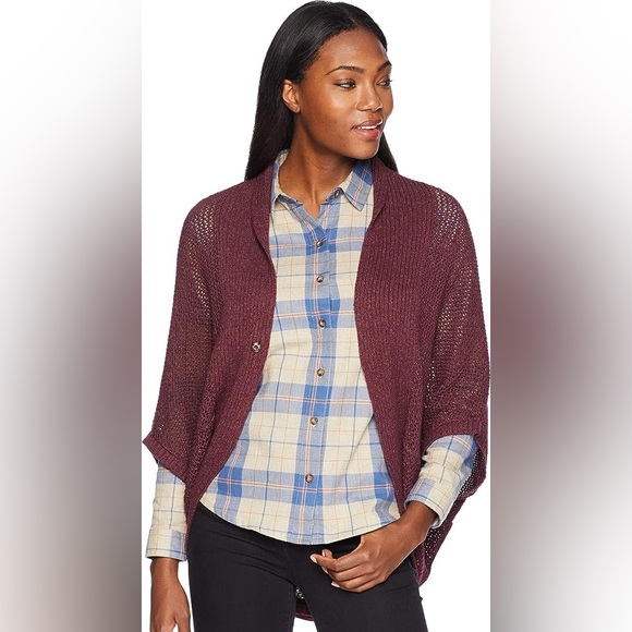 PrAna Women's Lima Cardigan - Organic Cotton Cocoon Knit, Shawl Collar, Open Mesh Design